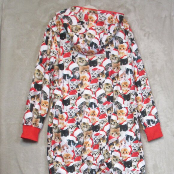 Tipsy Elves One Pc Sweatshirt Jumper Loungewear Pajamas Christmas Cat Kitty L - Picture 8 of 11